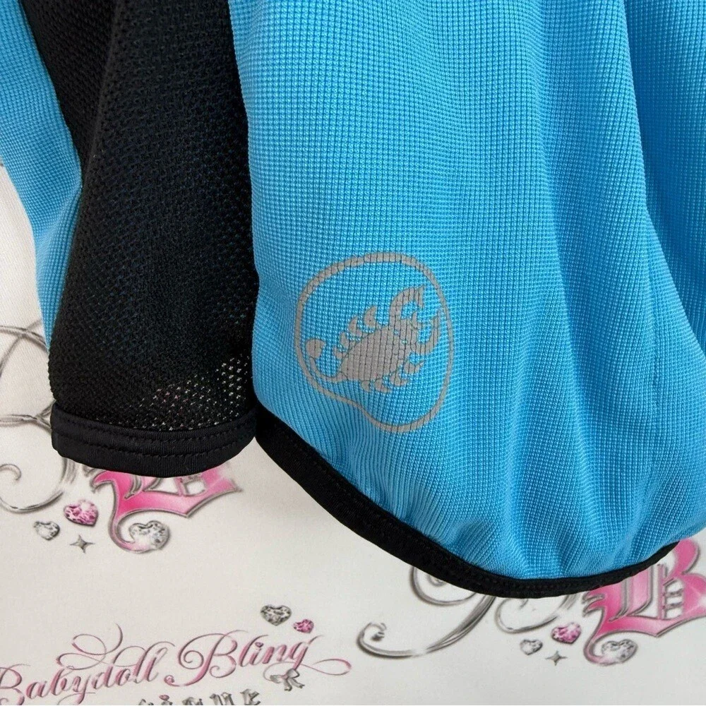 Castelli shirt polo style aqua Blue and black stretchy half zip Cycling Jersey